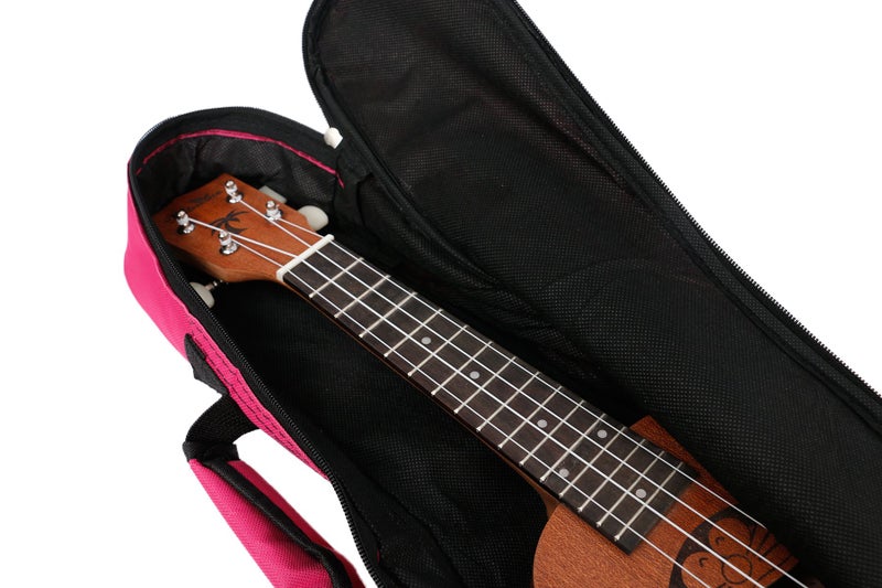 HOT SEAL Waterproof Durable Colorful Ukulele Case Bag with Storage (21in, Rose Pink) - Image 5